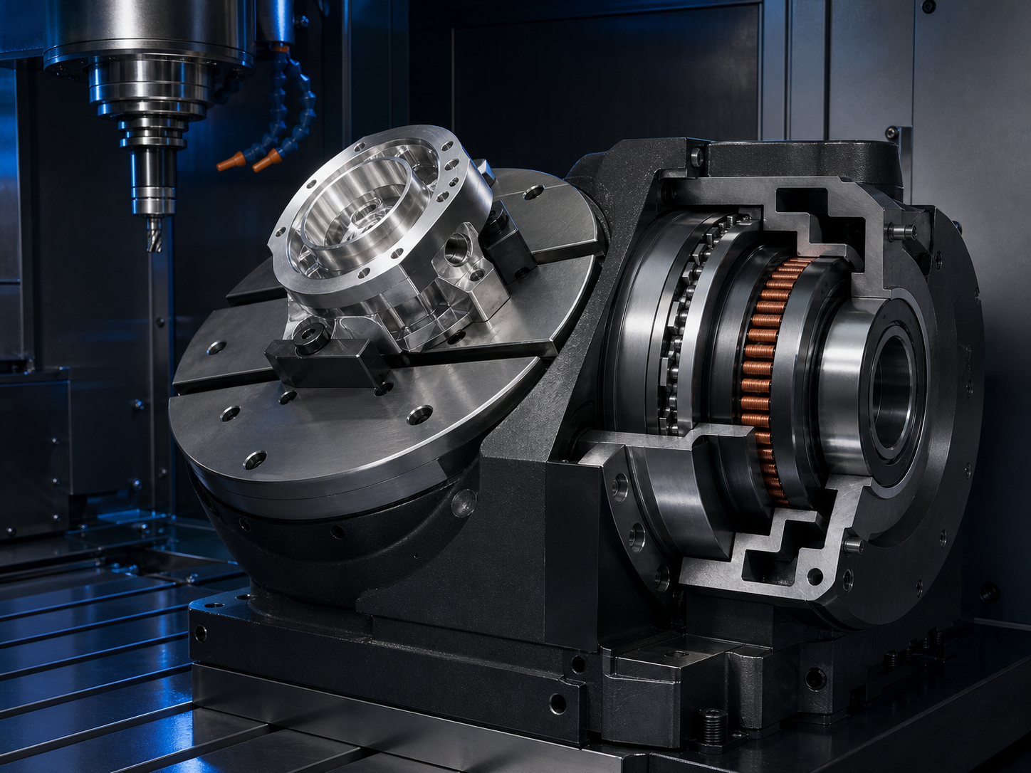 Frameless torque motor for machine tools